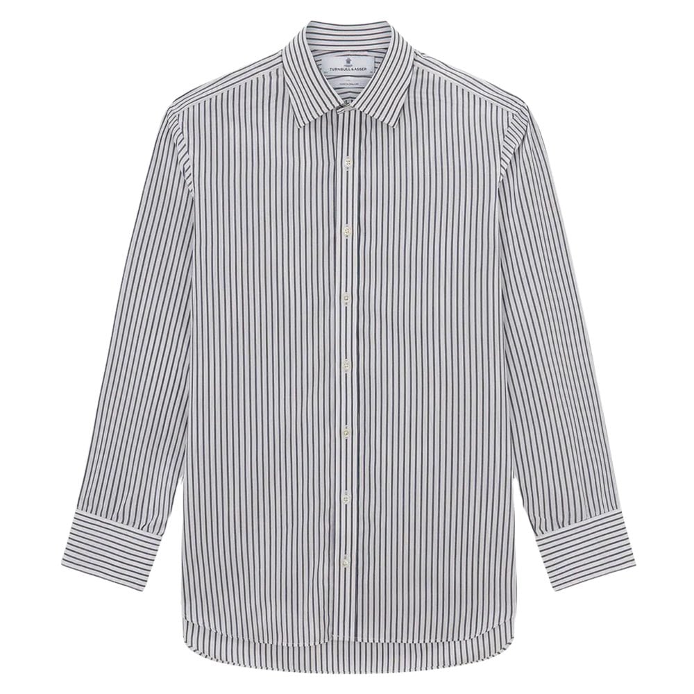 Turnbull & Asser Midnight Blue Halo Stripe Mayfair Shirt